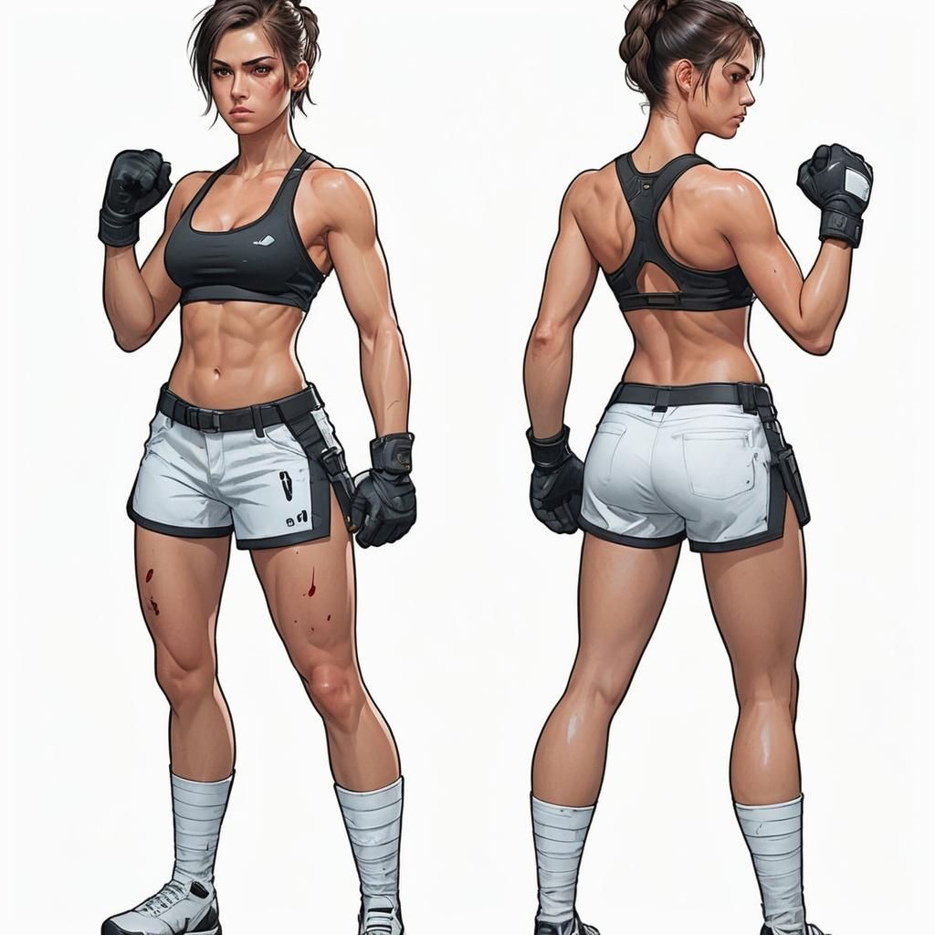 Hyperrealistic MMA Fighter in Dystopian City