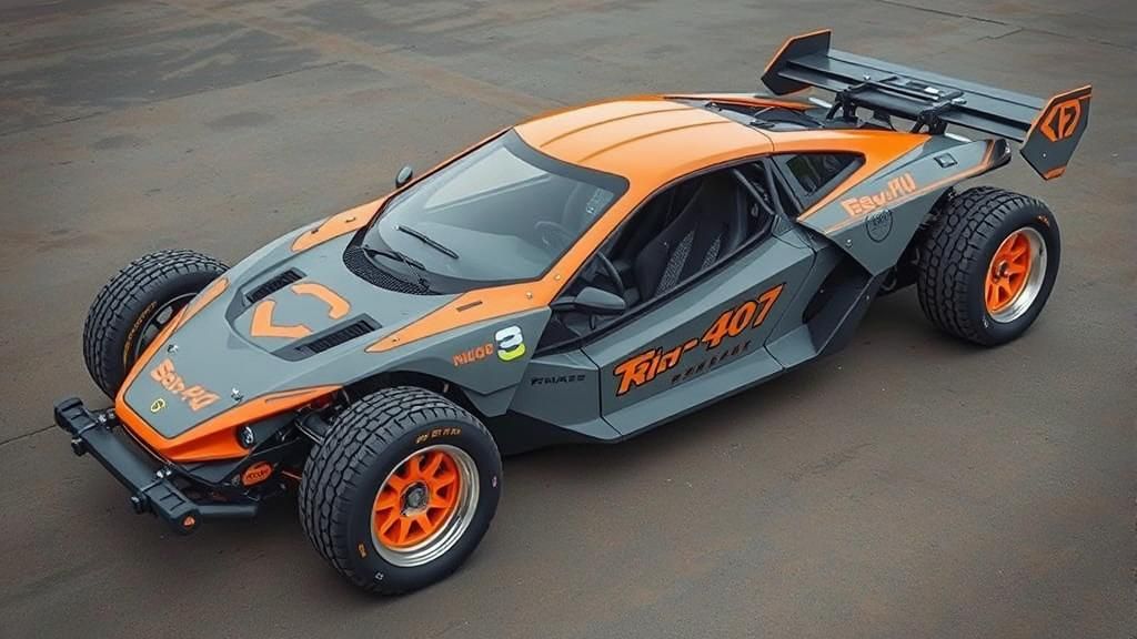 Cyberpunk Muscle Car with Japanese Logos