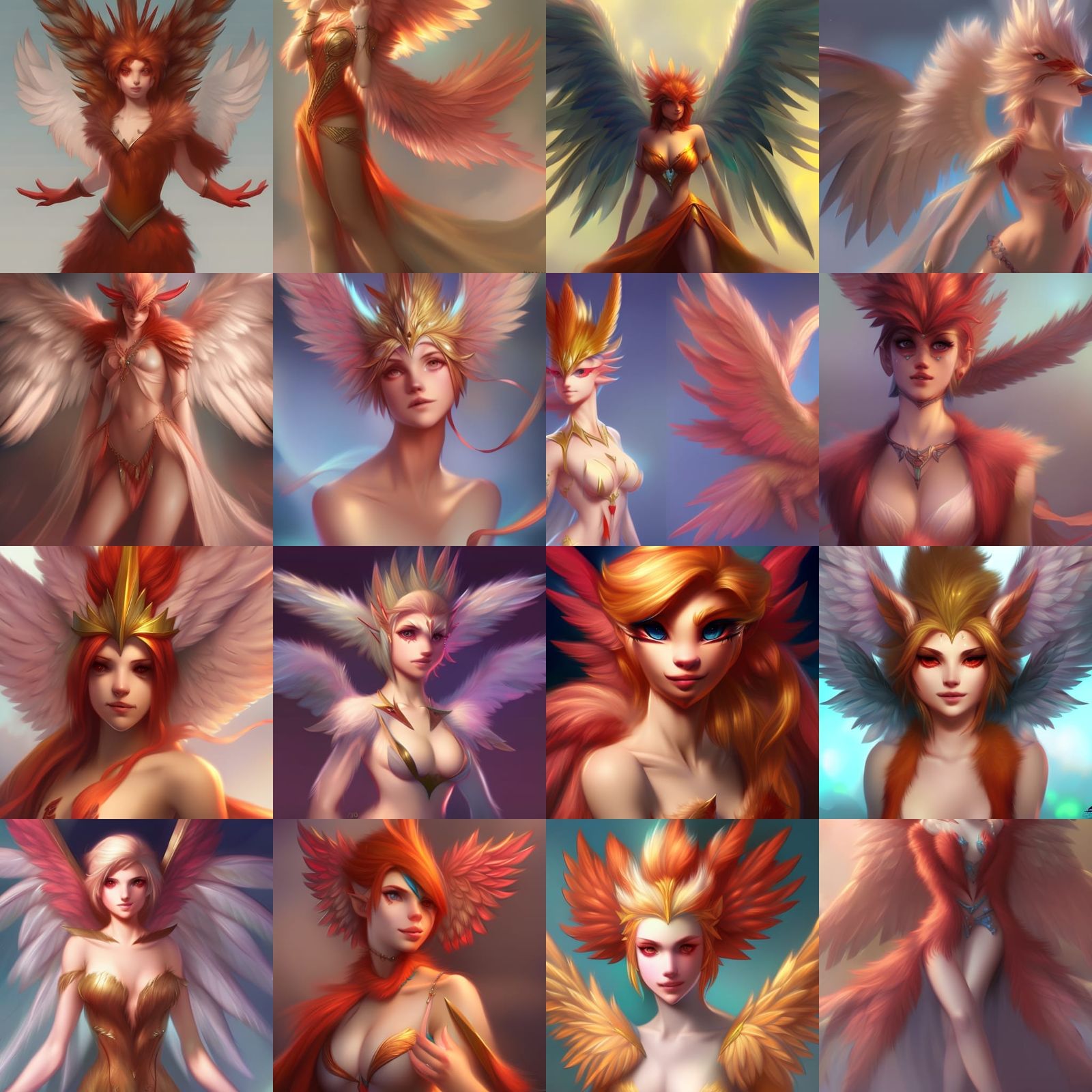 Anthropomorphic Phoenix Portrait in Digital Art Style