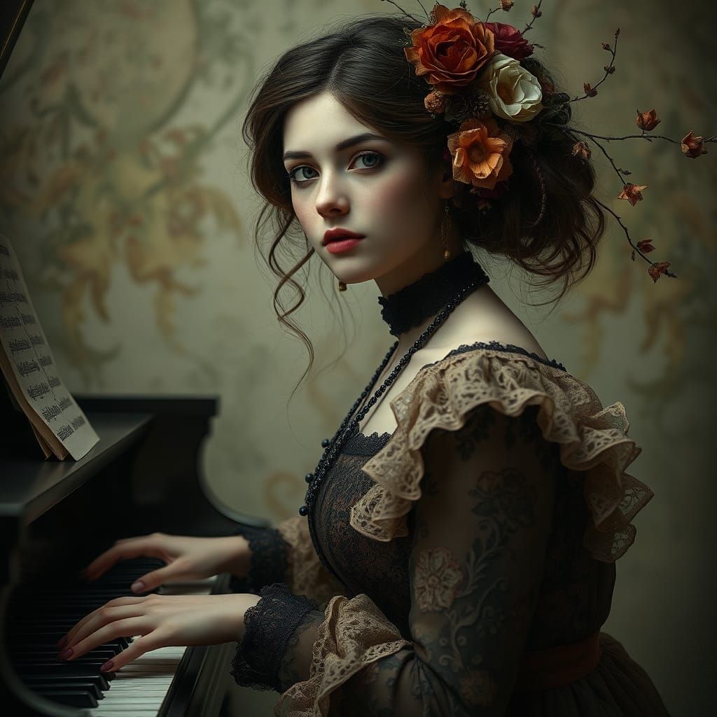 Steampunk Edwardian Composer Portrait in Digital Art Style