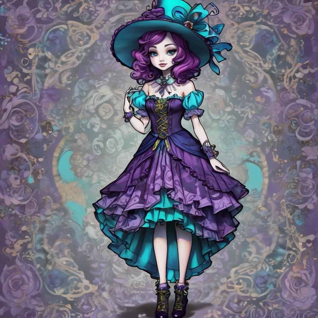 Madeline Hatter in Extravagant Dress, Anime Style