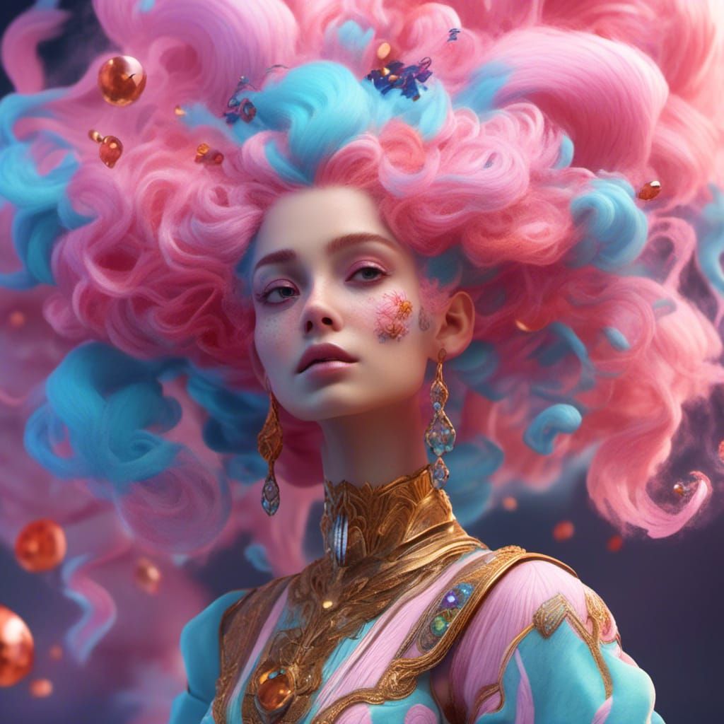 Cotton Candy Hair: Detailed Matte Painting in Deep Color