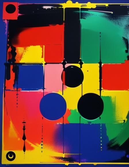 Colorful Ink Swirls in Pop Art Screen Print