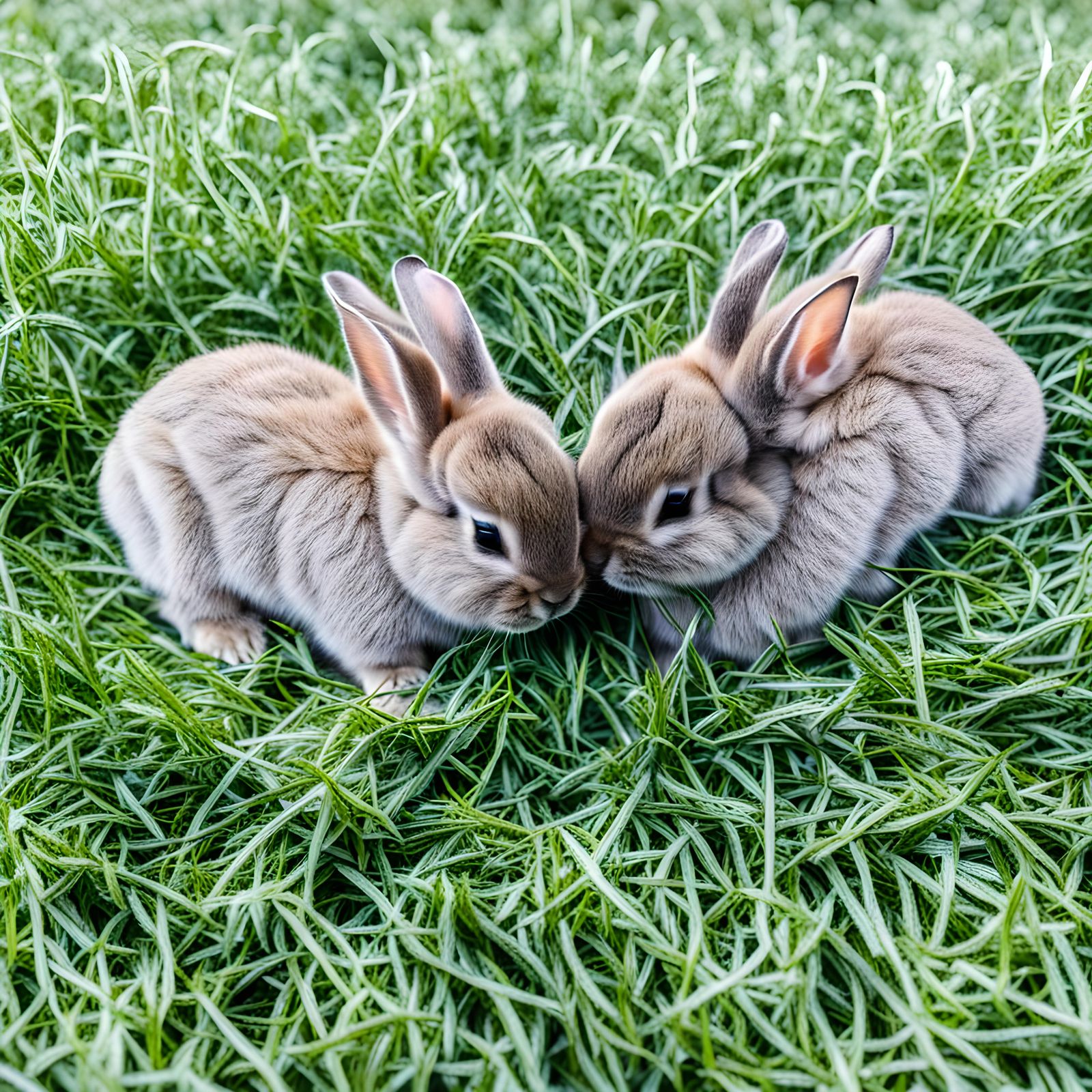 Two Baby Bunnies Snuggled Together