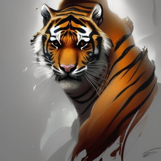 Majestic Tiger Queen Portrait in Hyperdetailed Style