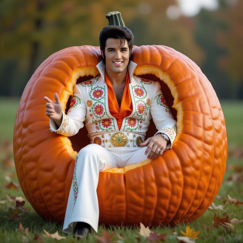 Elvis Presley as the Great Pumpkin