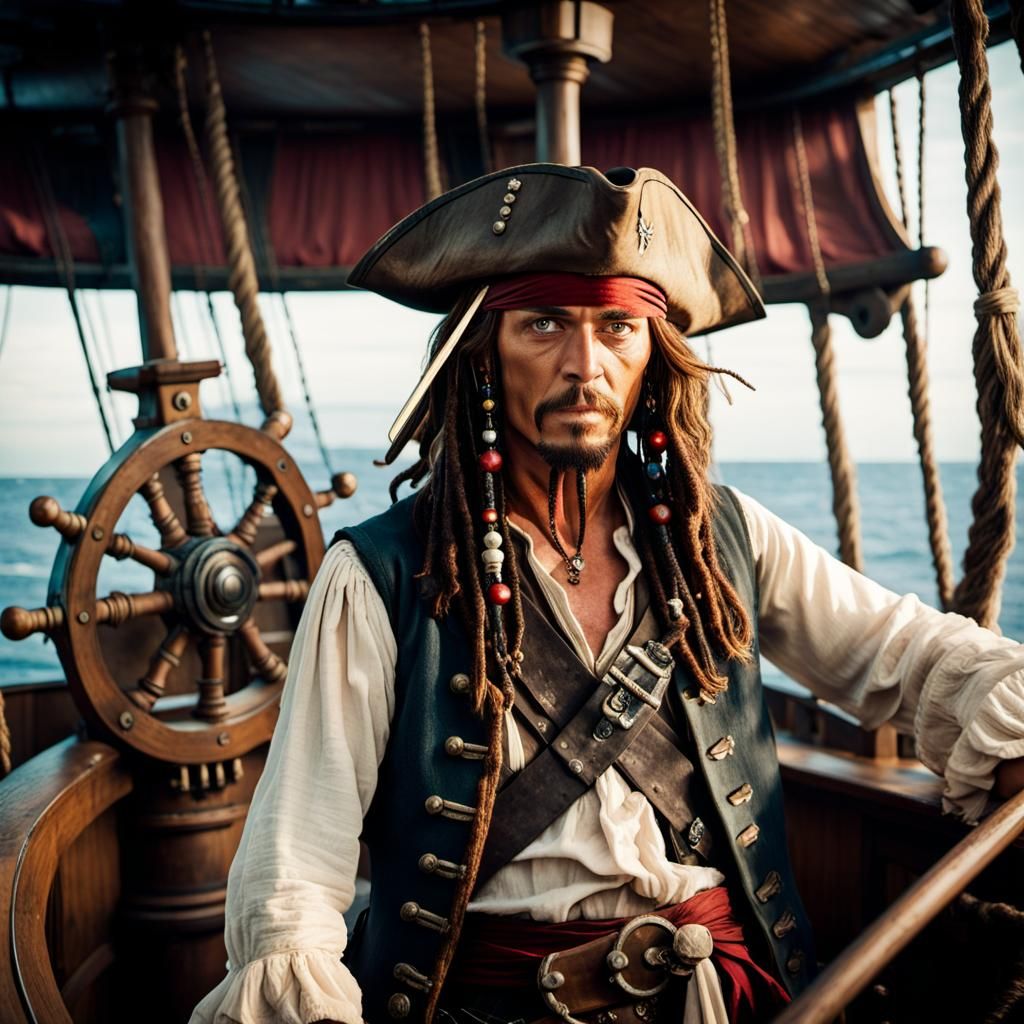 Captain Jack Sparrow/Johnny Depp at the helm (series)