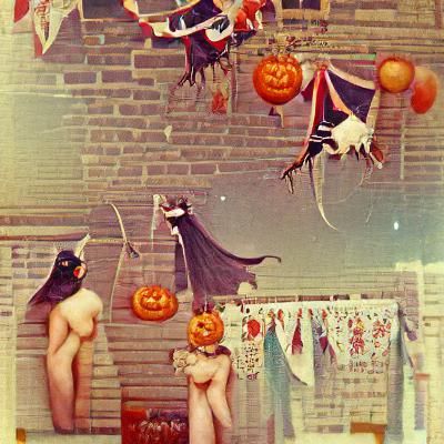 Vintage Halloween Scene with Classic Decorations