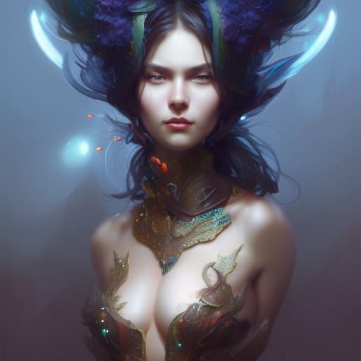 Half-Woman, Half-Fly Creature in Detailed Art Style