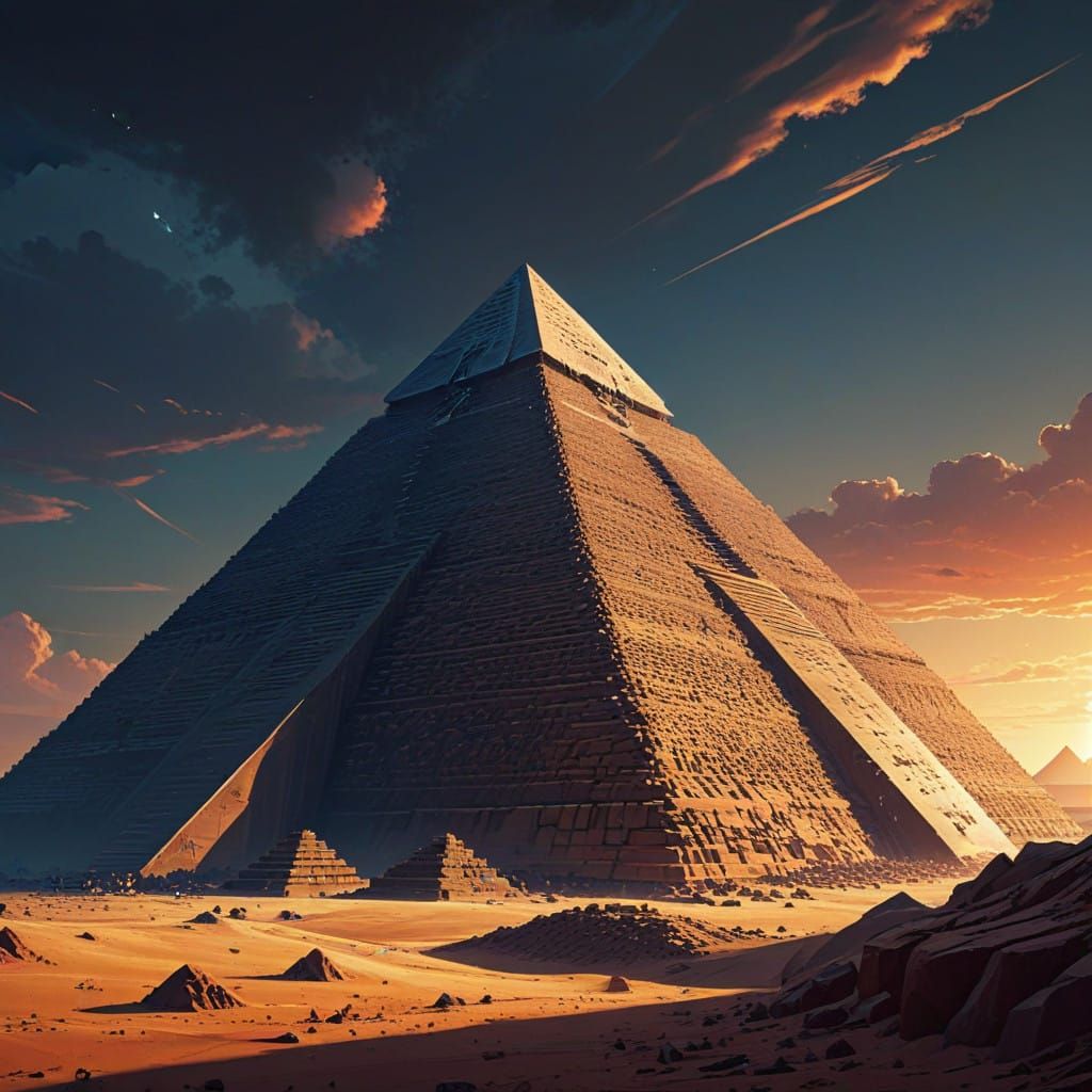 Ancient Pyramid Masterpiece in Vibrant Cel-Shaded Style