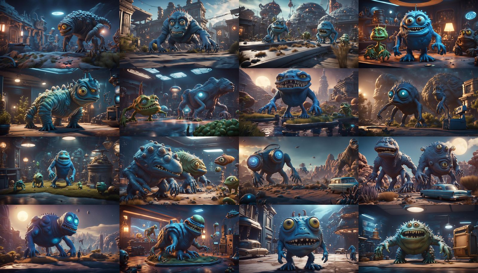 Monsters and Aliens in 3D Game Cinematic Style