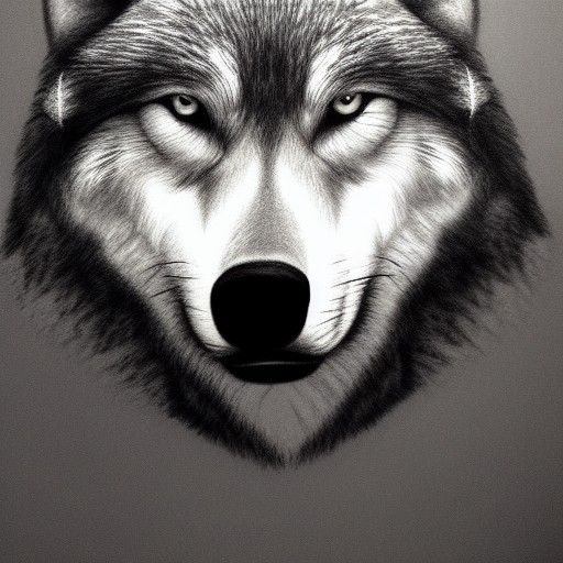 Hyperdetailed Charcoal Drawing of a Wolf in 8k