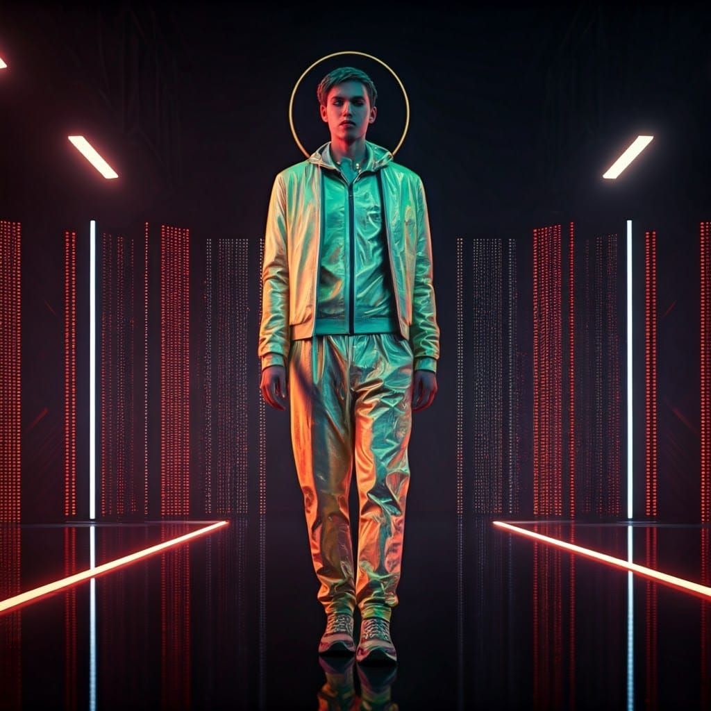 Avant-Garde Papaya-Inspired Fashion Models on Futuristic Run...