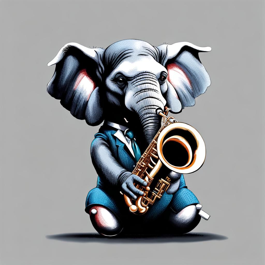 Jazz Elephant Saxophone Player