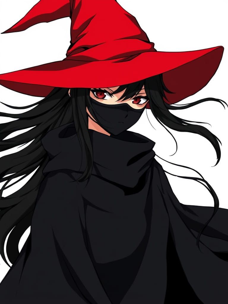 Enigmatic Dark Magic Sorceress in Elegant Black Robe