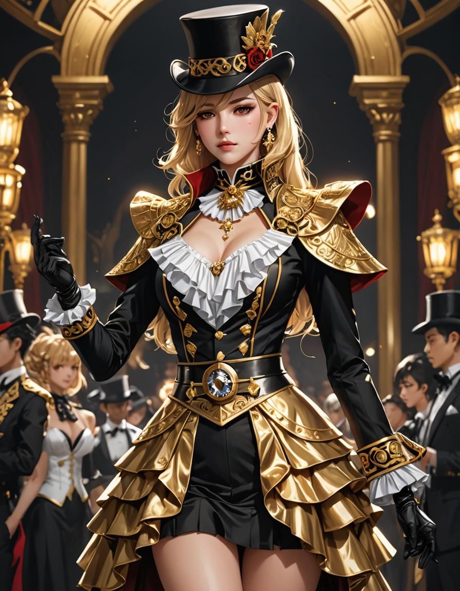 Gold Ringmaster Anime Suit in 3D Style