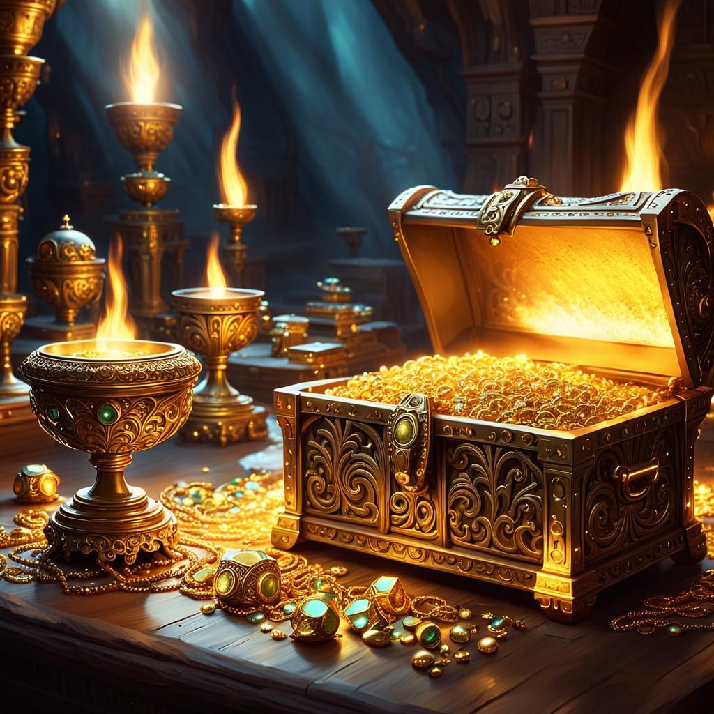 Lush Treasure Room Concept Art in Baroque Style