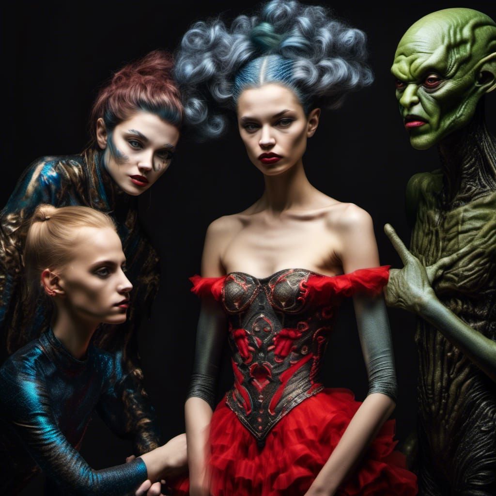 Hyperrealistic Alien Party Photography in Bizarre Art Style