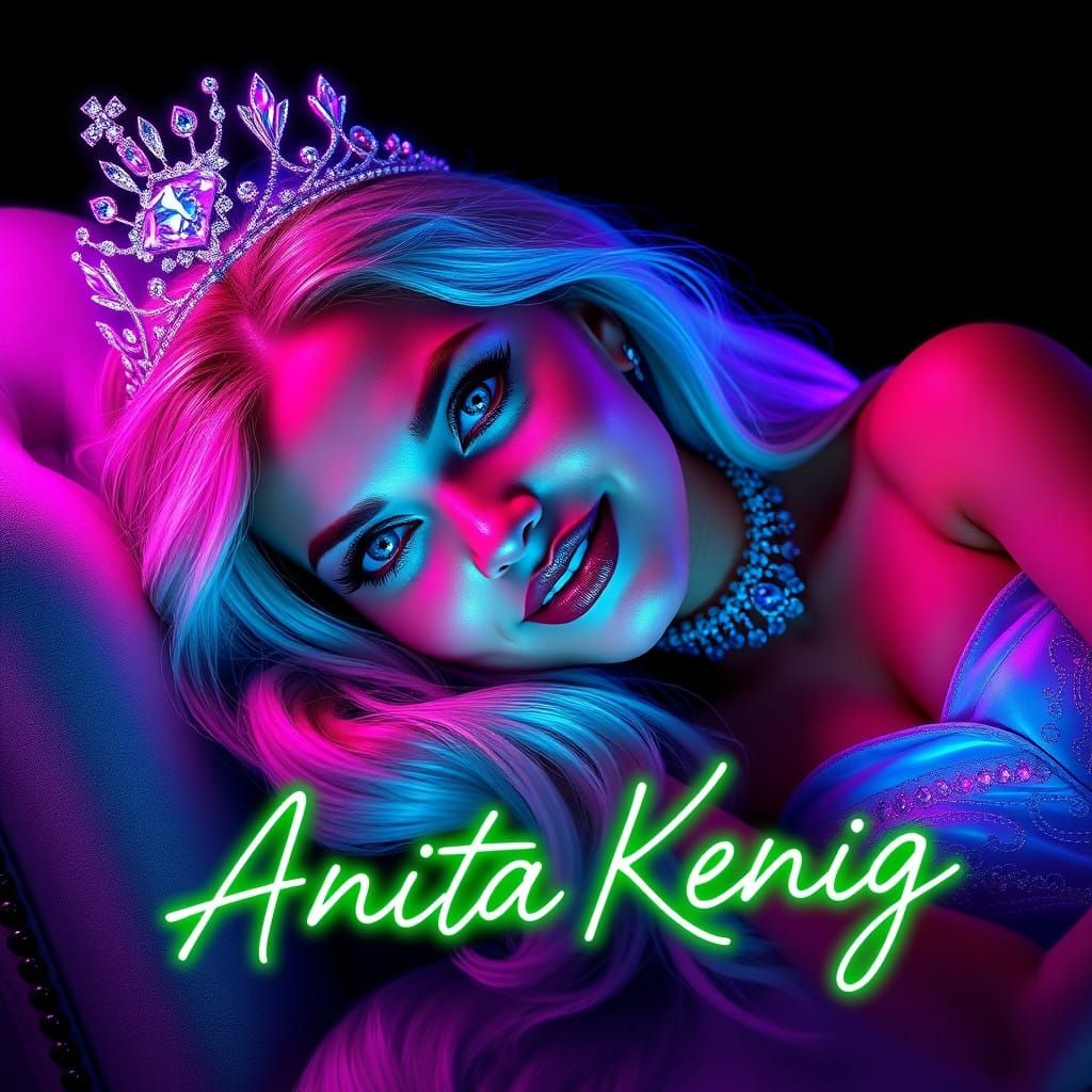 Glowing Portrait of Anita Kenig in Neon Aura
