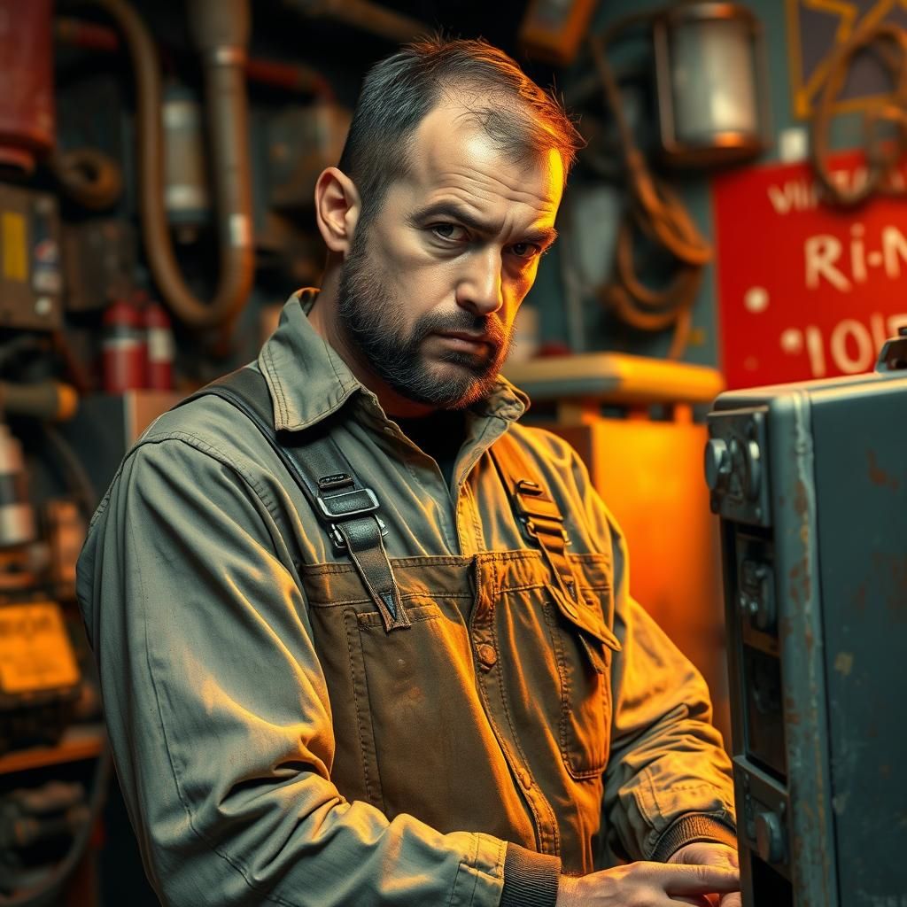 Electrician Repairs Appliance in Hyperrealistic Digital Art