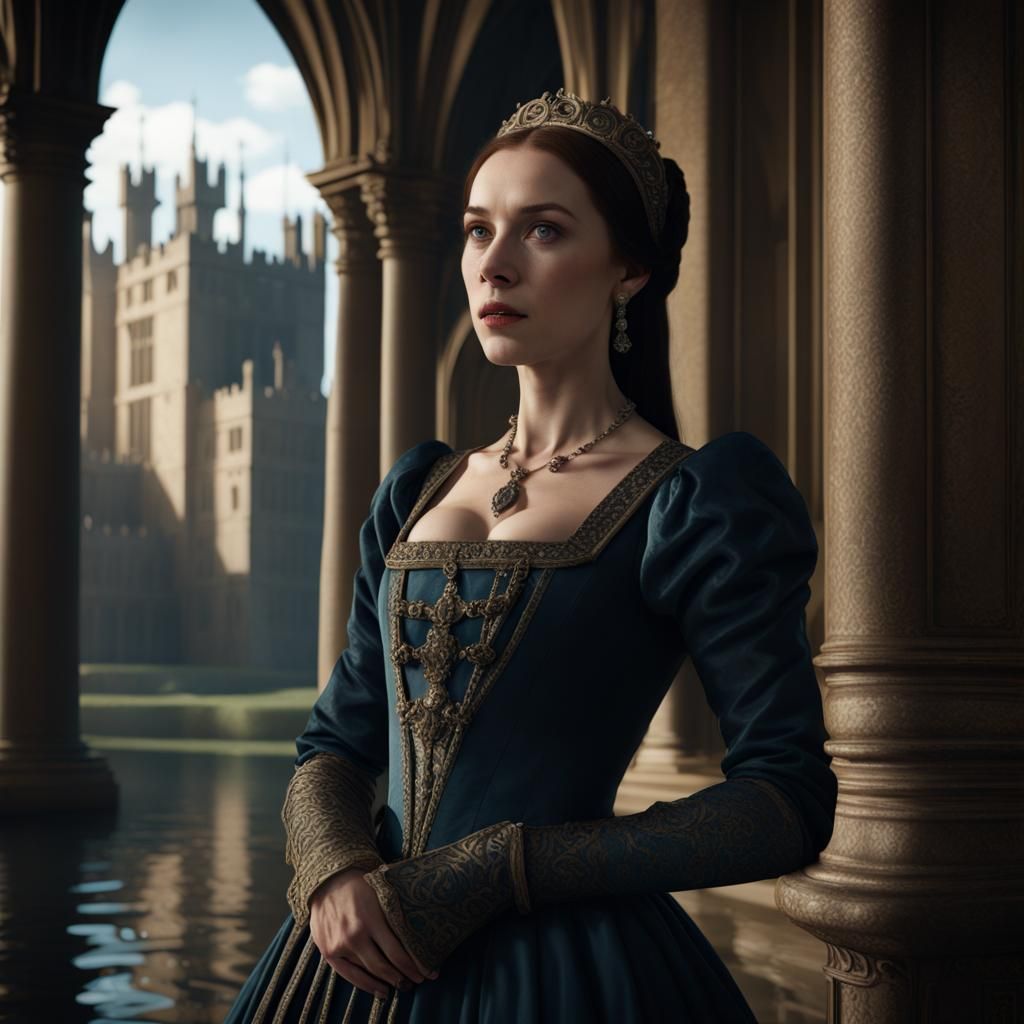 Anne Boleyn: Detailed Matte Painting in Deep Color