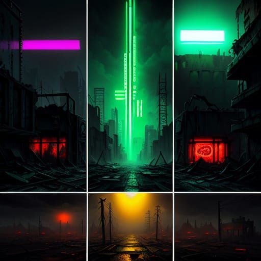 Dystopian Dreamscape in Neon Vibrance