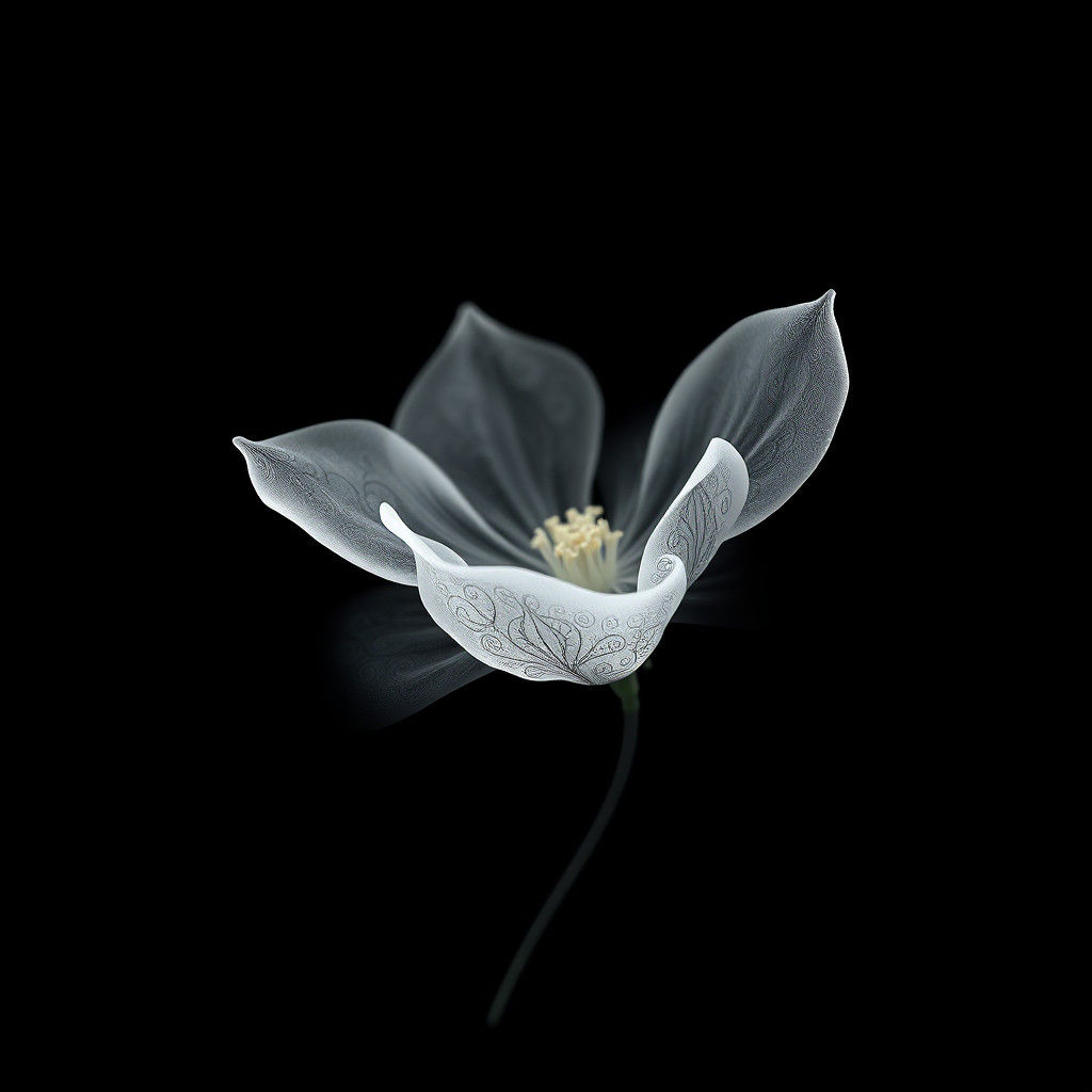 Ethereal Ghostly Flower in Abstract Expressionism Style