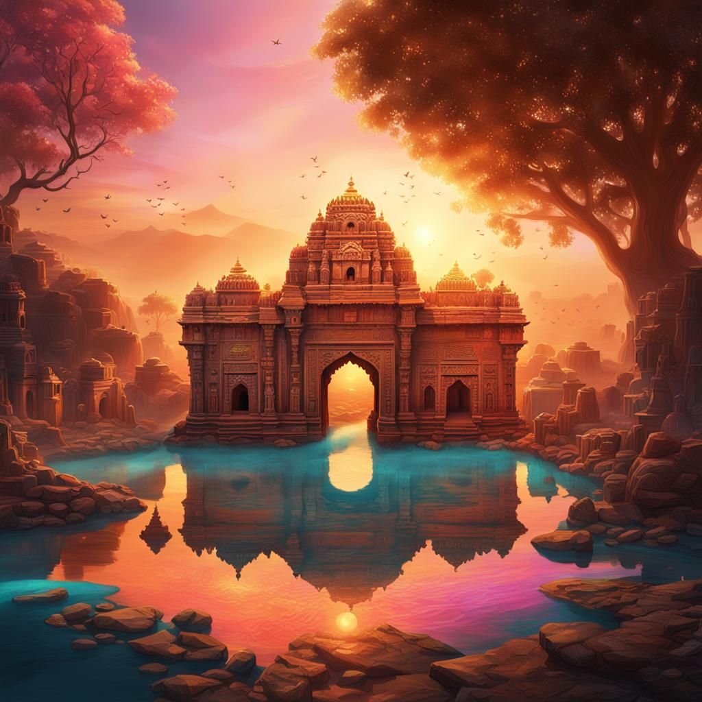 Ancient City of Kalyani at Sunrise: Fantasy Concept Art