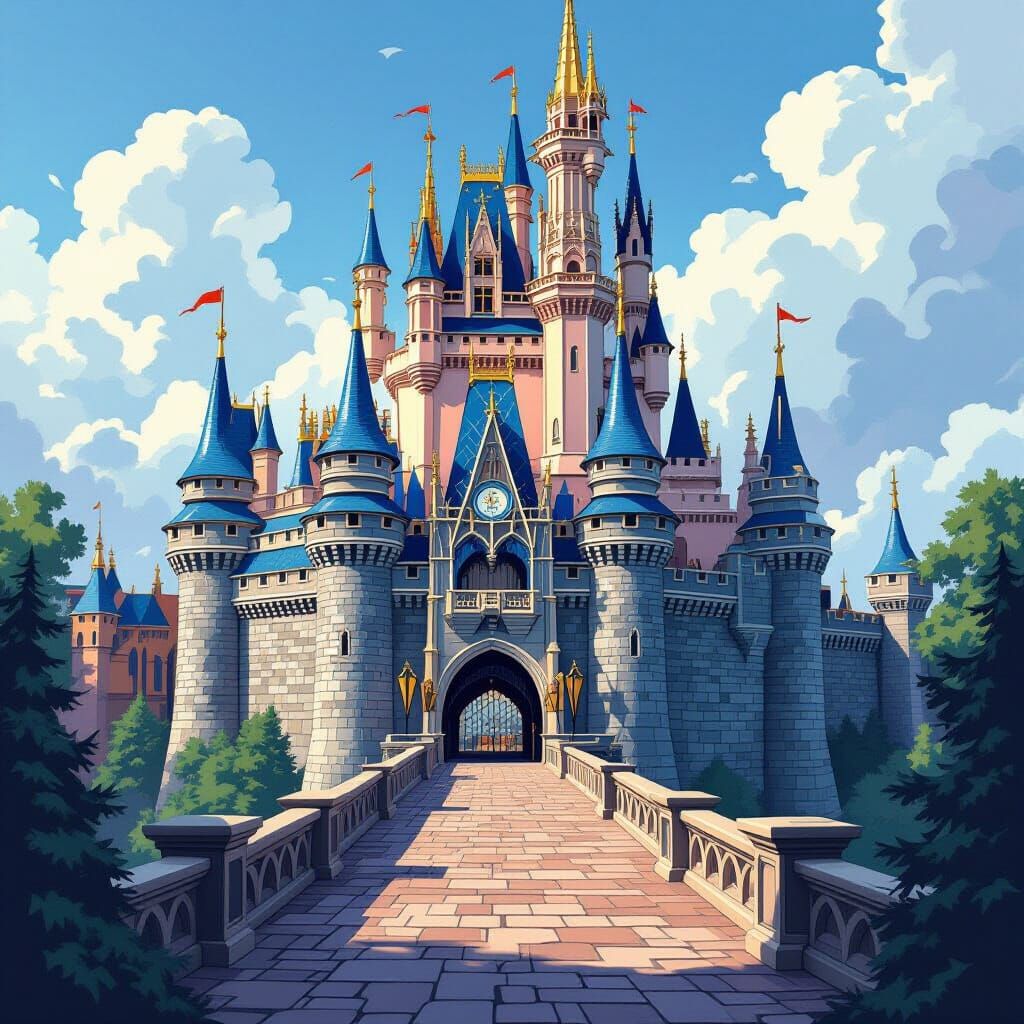 Shimmering Castle Emerges from Shady Enclosures