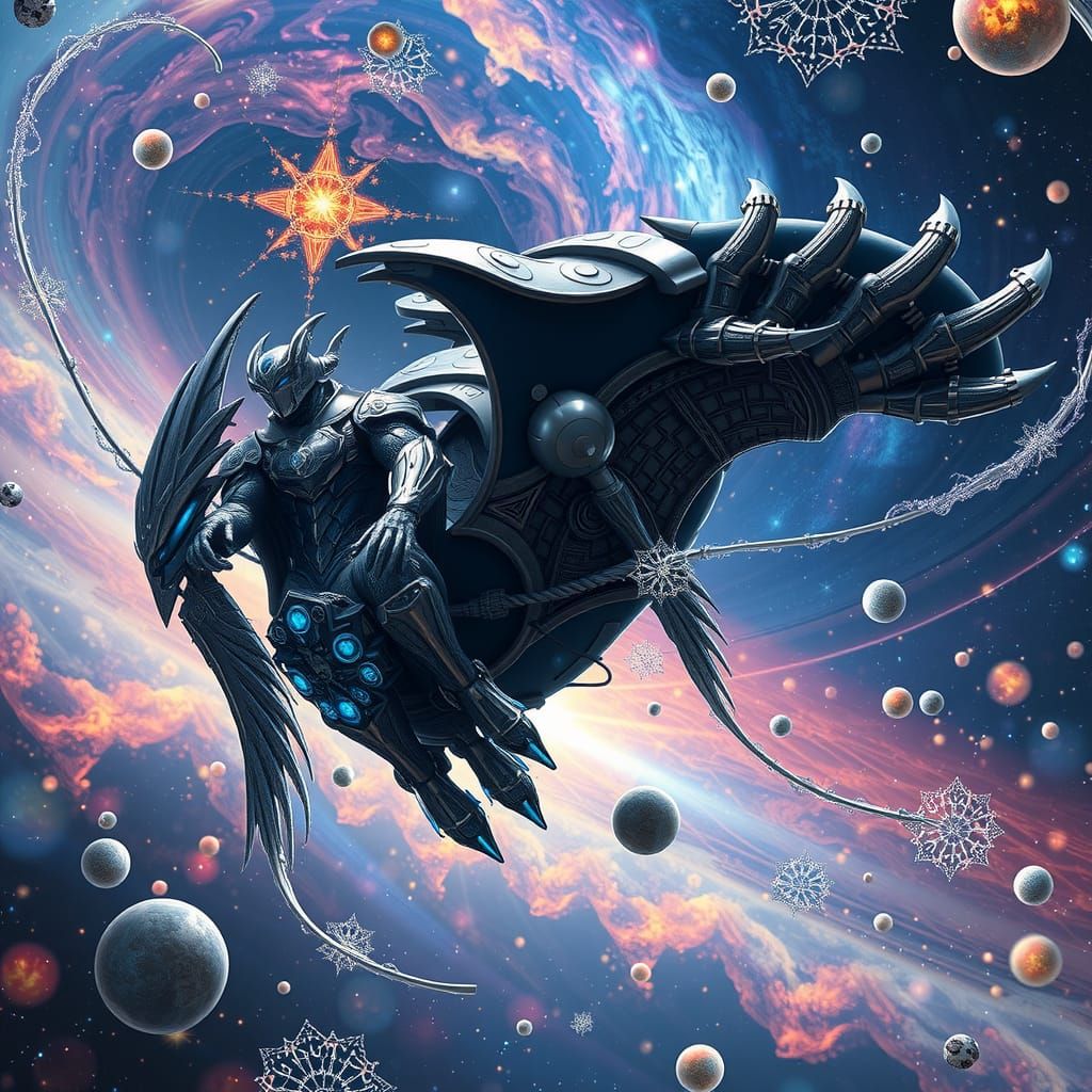 Cosmic Star Rider Soaring Through Galaxies