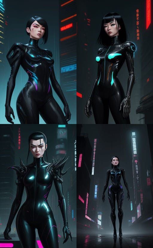 Glowing Cyberpunk Metropolis at Night in Torrential Rain