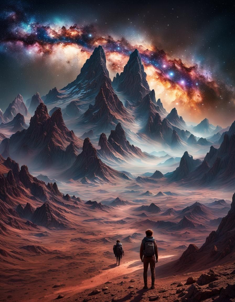 Milky Way Over Mountains: A Digital Matte Painting