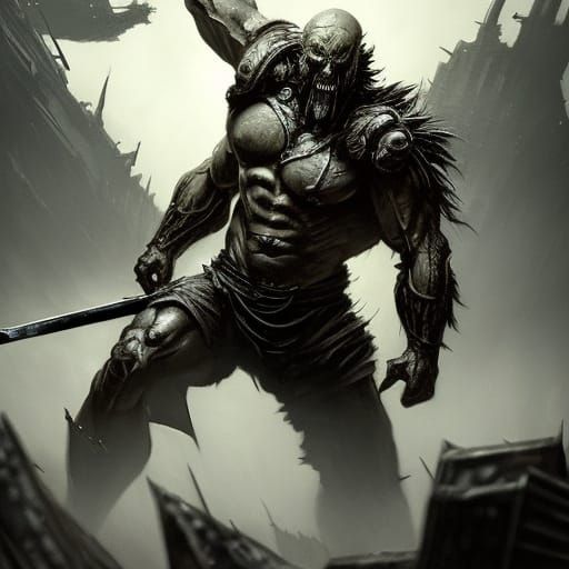 Samurai Cerberus: Hyperdetailed Dark Fantasy Art