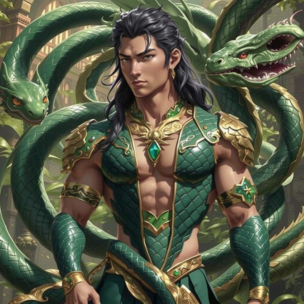 Surreal Naga Scholar Crafts Magical Amulet in Introspective ...