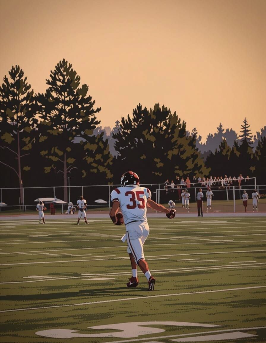 Spartan Football Player #35 in Dynamic Pose