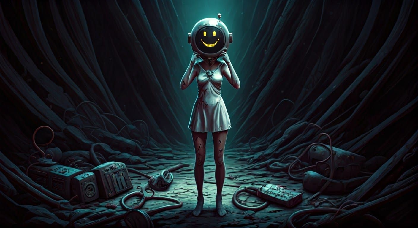 Surreal Sailor Mercury in Post-Apocalyptic Wasteland