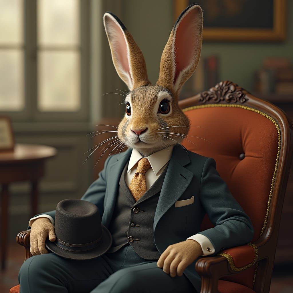 Refined Bunny Gentleman in Art Deco Style
