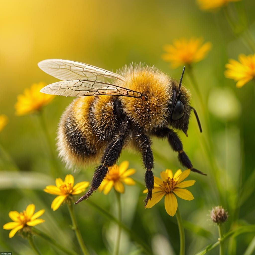Floral Bumblebee: A Magical Realistic Depiction