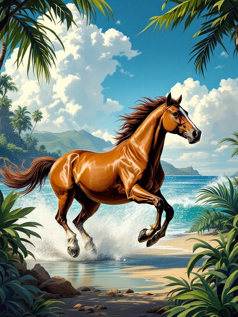 Surreal Tropical Island Camp in Rousseau Style