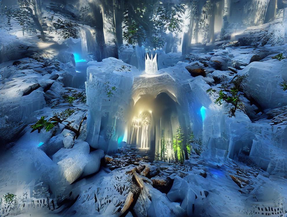 ice castle in magical forest