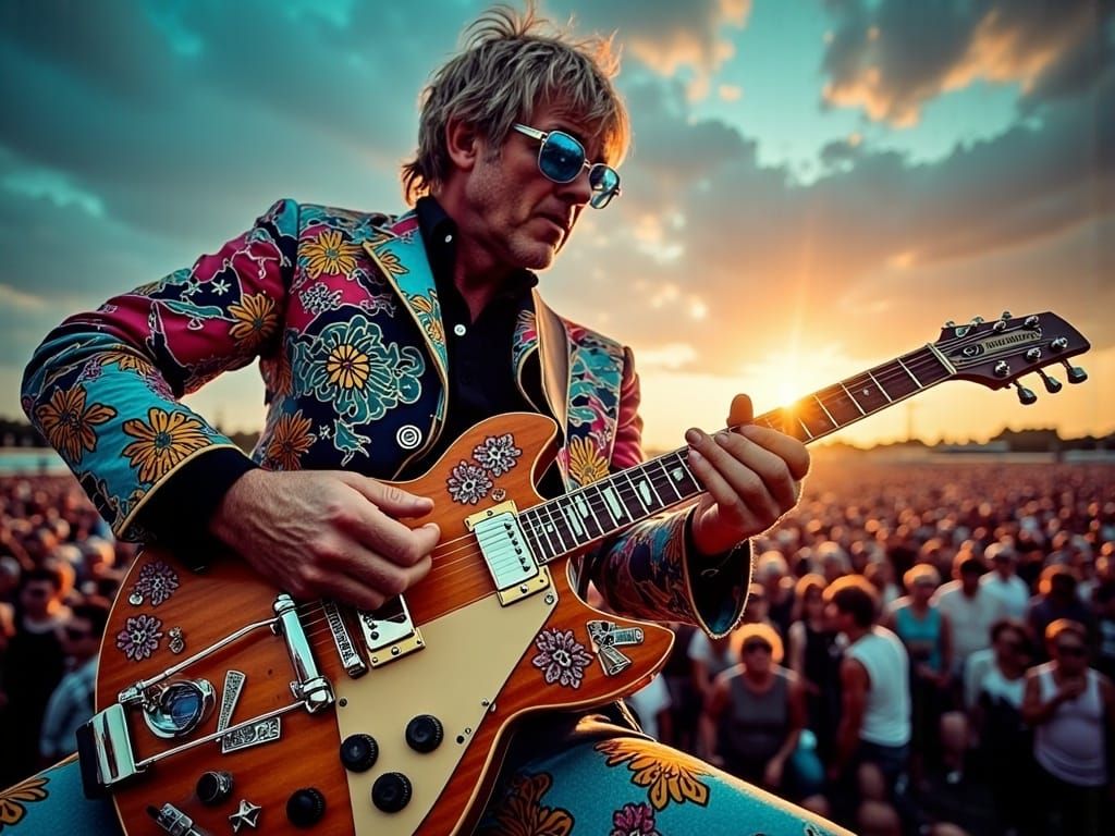 Psychedelic Rock Star in 1960s Mod Suit
