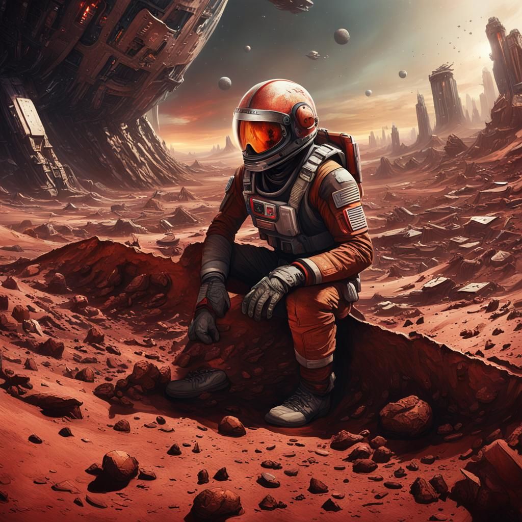 Survivor Emerges on Alien Planet: Matte Painting