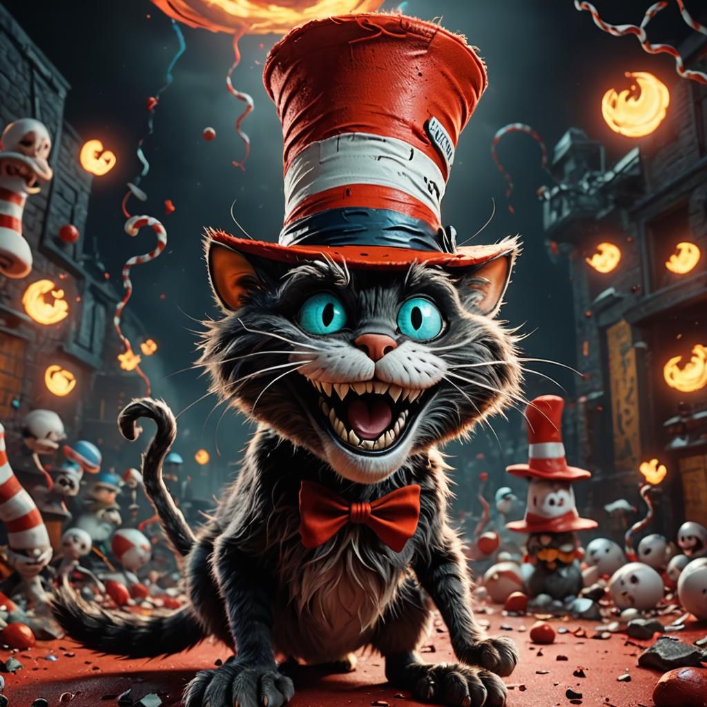 Evil Cat in the Hat in Armageddon, 3D Render