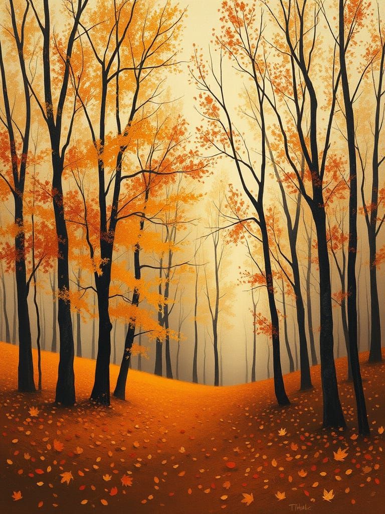 Autumn Forest in Soft Impressionist Hues
