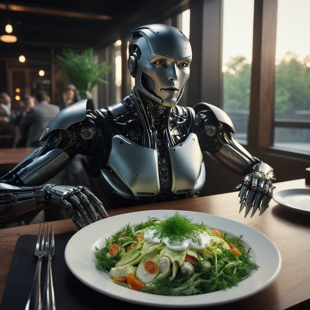 Elon Musk and Cyborg Dine at Upscale Restaurant