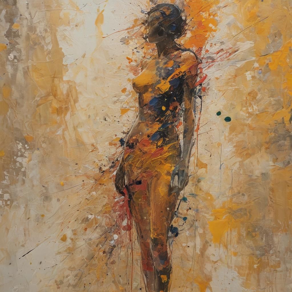 Ethereal Figure in Vibrant Abstraction