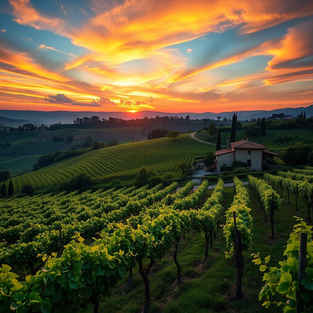 Ethereal Tuscan Sunset with Cozy Villa
