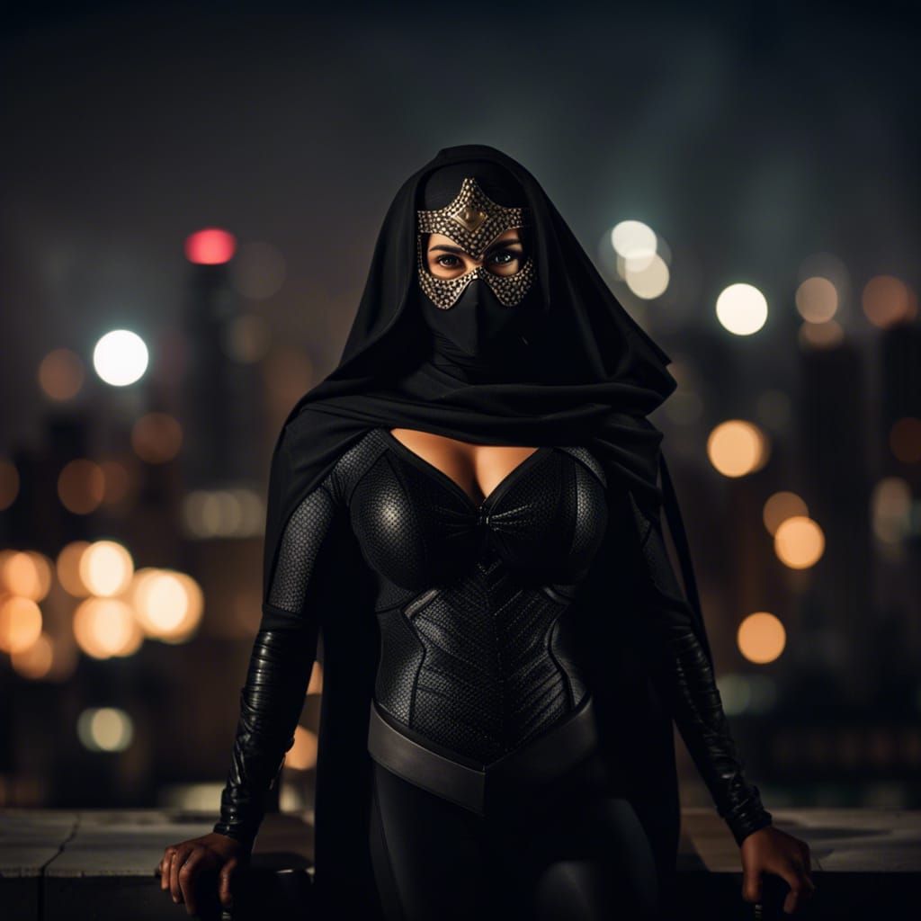 Indian Superhero in Stylish Black Suit at Night