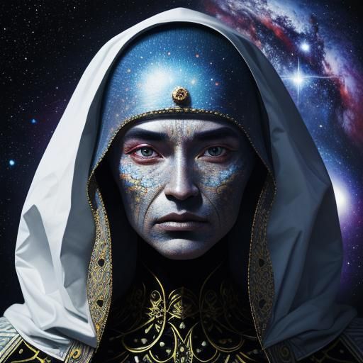 Surreal Cosmic Portrait with Intricate Detail