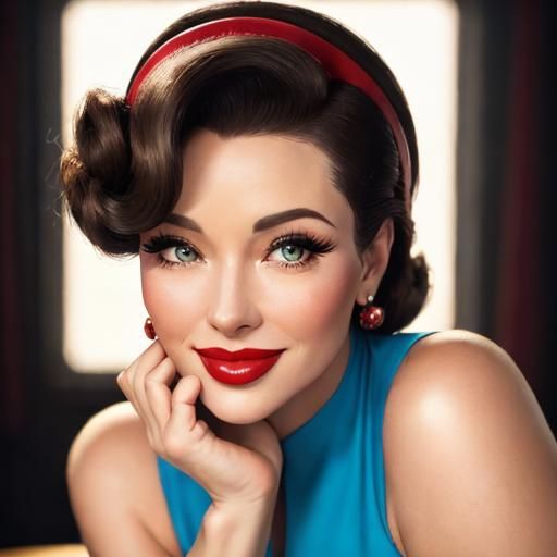 Retro Pin-Up Girl in Vibrant Macro Photography